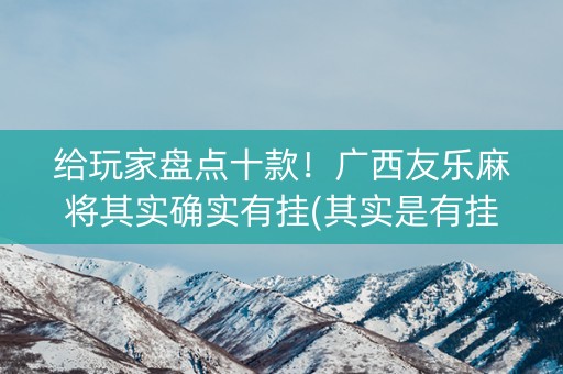 给玩家盘点十款！广西友乐麻将其实确实有挂(其实是有挂确实有挂)