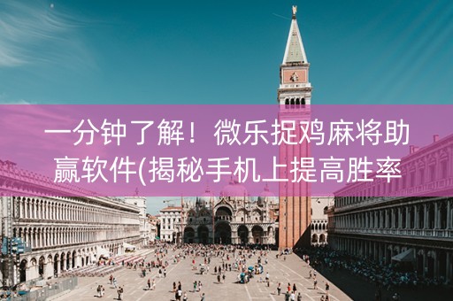 一分钟了解！微乐捉鸡麻将助赢软件(揭秘手机上提高胜率)