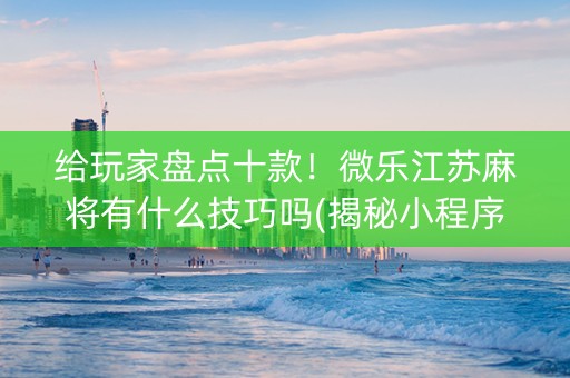给玩家盘点十款！微乐江苏麻将有什么技巧吗(揭秘小程序必备神器)