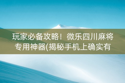 玩家必备攻略！微乐四川麻将专用神器(揭秘手机上确实有猫腻)