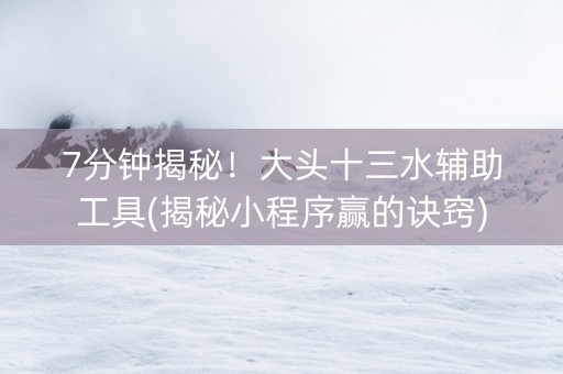 7分钟揭秘！大头十三水辅助工具(揭秘小程序赢的诀窍)