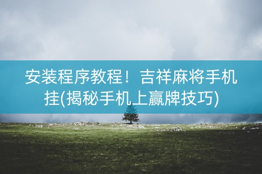安装程序教程！吉祥麻将手机挂(揭秘手机上赢牌技巧)