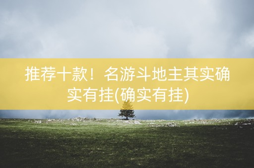 推荐十款！名游斗地主其实确实有挂(确实有挂)
