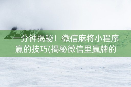 一分钟揭秘！微信麻将小程序赢的技巧(揭秘微信里赢牌的技巧)