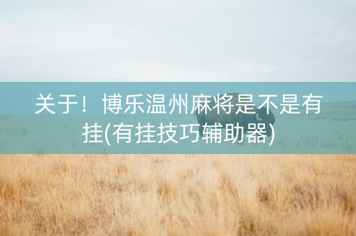 关于！博乐温州麻将是不是有挂(有挂技巧辅助器)