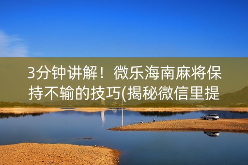 3分钟讲解！微乐海南麻将保持不输的技巧(揭秘微信里提高胜率)