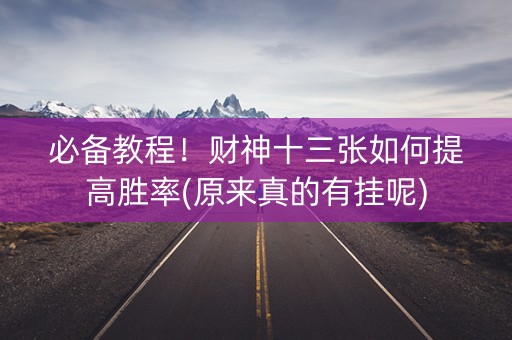 必备教程！财神十三张如何提高胜率(原来真的有挂呢)