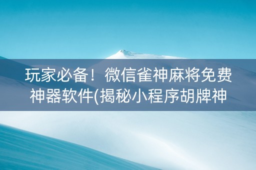 玩家必备！微信雀神麻将免费神器软件(揭秘小程序胡牌神器)