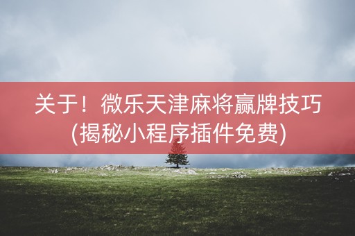 关于！微乐天津麻将赢牌技巧(揭秘小程序插件免费)