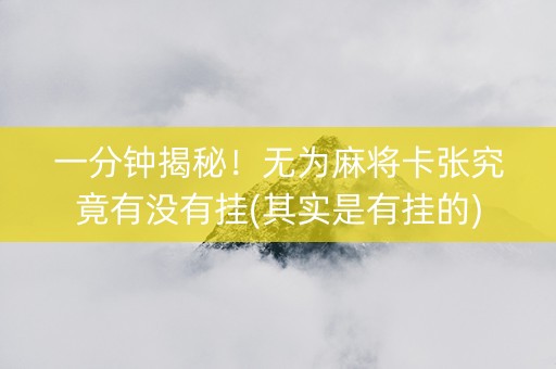 一分钟揭秘！无为麻将卡张究竟有没有挂(其实是有挂的)