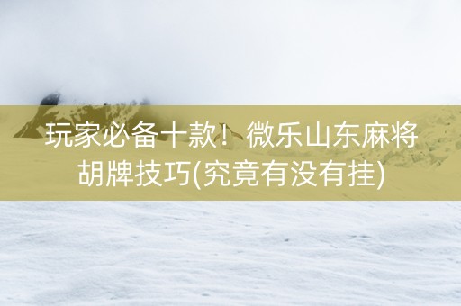 玩家必备十款！微乐山东麻将胡牌技巧(究竟有没有挂)
