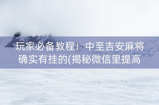 玩家必备教程！中至吉安麻将确实有挂的(揭秘微信里提高赢的概率)