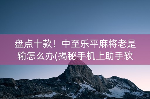 盘点十款！中至乐平麻将老是输怎么办(揭秘手机上助手软件)