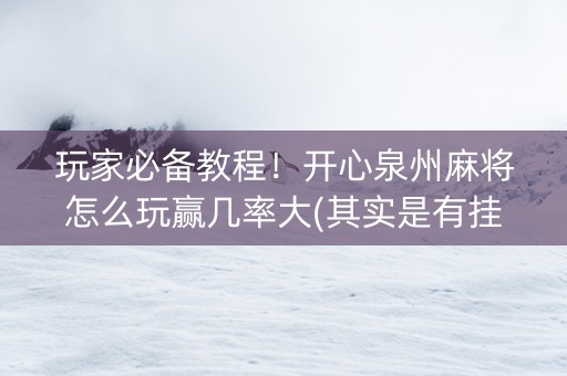玩家必备教程！开心泉州麻将怎么玩赢几率大(其实是有挂确实有挂)