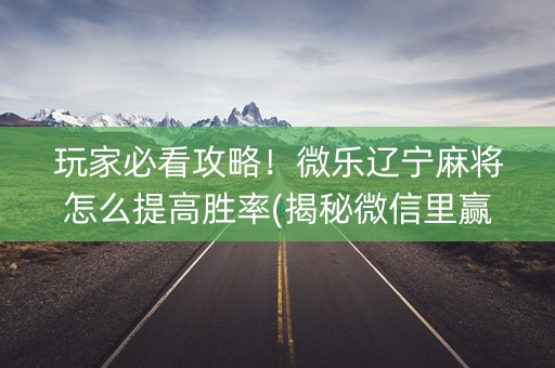 玩家必看攻略！微乐辽宁麻将怎么提高胜率(揭秘微信里赢的诀窍)