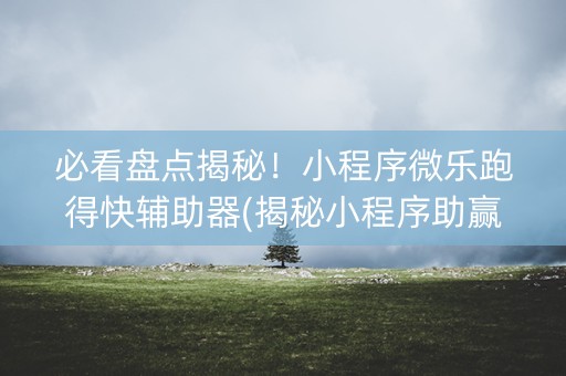 必看盘点揭秘！小程序微乐跑得快辅助器(揭秘小程序助赢神器)