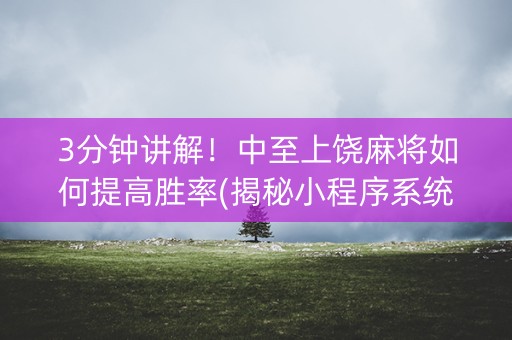 3分钟讲解！中至上饶麻将如何提高胜率(揭秘小程序系统发好牌)