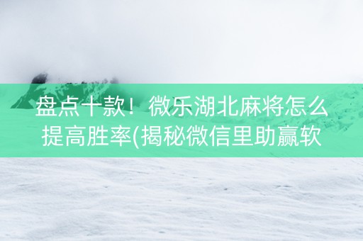 盘点十款！微乐湖北麻将怎么提高胜率(揭秘微信里助赢软件)