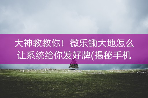 大神教教你！微乐锄大地怎么让系统给你发好牌(揭秘手机上系统发好牌)
