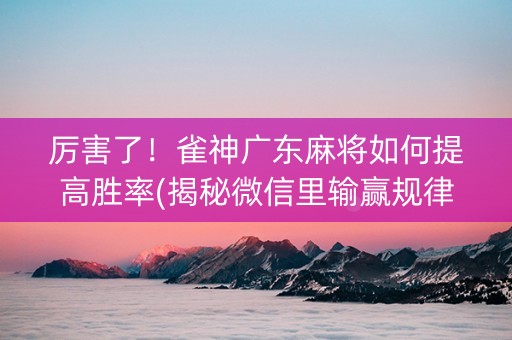 厉害了！雀神广东麻将如何提高胜率(揭秘微信里输赢规律)