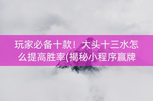玩家必备十款！大头十三水怎么提高胜率(揭秘小程序赢牌技巧)