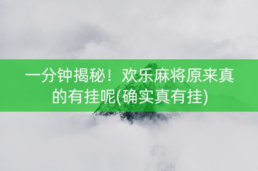 一分钟揭秘！欢乐麻将原来真的有挂呢(确实真有挂)