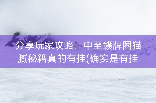 分享玩家攻略！中至赣牌圈猫腻秘籍真的有挂(确实是有挂的)