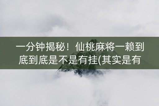 一分钟揭秘！仙桃麻将一赖到底到底是不是有挂(其实是有挂的)