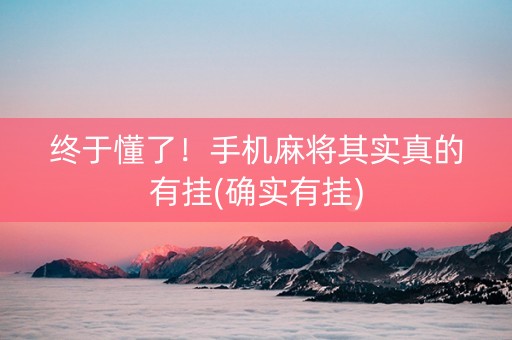 终于懂了！手机麻将其实真的有挂(确实有挂)