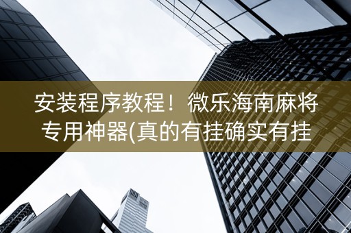 安装程序教程！微乐海南麻将专用神器(真的有挂确实有挂)