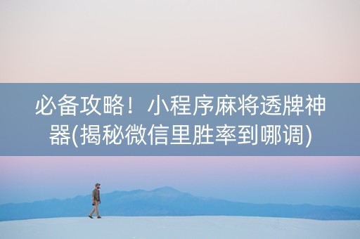 必备攻略！小程序麻将透牌神器(揭秘微信里胜率到哪调)
