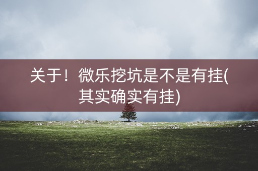 关于！微乐挖坑是不是有挂(其实确实有挂)
