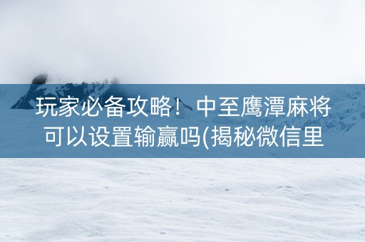 玩家必备攻略！中至鹰潭麻将可以设置输赢吗(揭秘微信里助手软件)