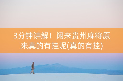 3分钟讲解！闲来贵州麻将原来真的有挂呢(真的有挂)