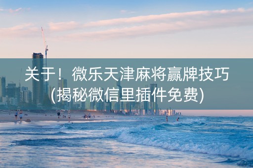 关于！微乐天津麻将赢牌技巧(揭秘微信里插件免费)