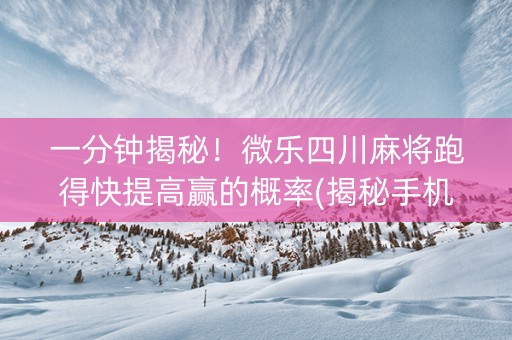 一分钟揭秘！微乐四川麻将跑得快提高赢的概率(揭秘手机上胡牌技巧)