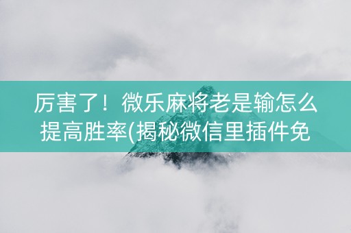 厉害了！微乐麻将老是输怎么提高胜率(揭秘微信里插件免费)