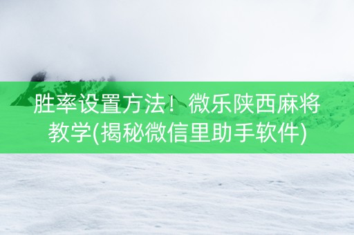 胜率设置方法！微乐陕西麻将教学(揭秘微信里助手软件)