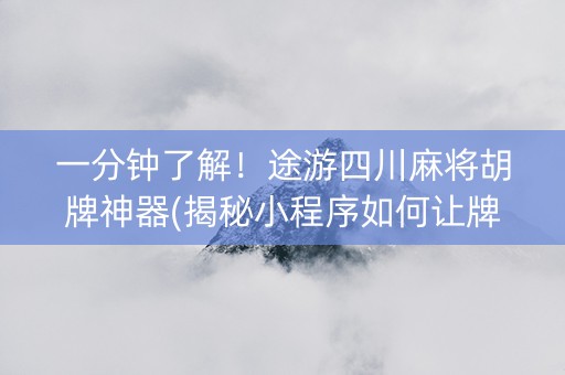 一分钟了解！途游四川麻将胡牌神器(揭秘小程序如何让牌变好)