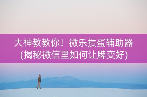 大神教教你！微乐掼蛋辅助器(揭秘微信里如何让牌变好)
