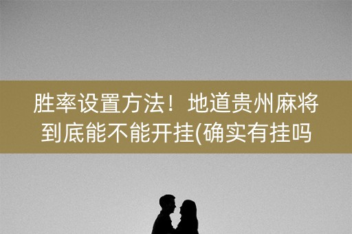 胜率设置方法！地道贵州麻将到底能不能开挂(确实有挂吗)
