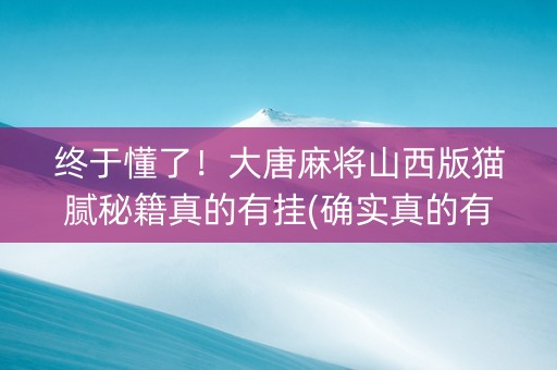 终于懂了！大唐麻将山西版猫腻秘籍真的有挂(确实真的有挂)