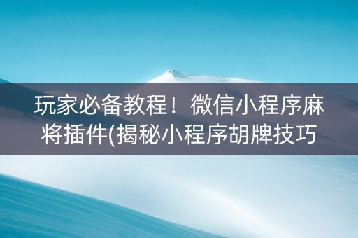 玩家必备教程！微信小程序麻将插件(揭秘小程序胡牌技巧)