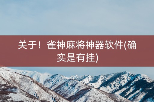关于！雀神麻将神器软件(确实是有挂)