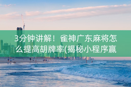 3分钟讲解！雀神广东麻将怎么提高胡牌率(揭秘小程序赢牌的技巧)