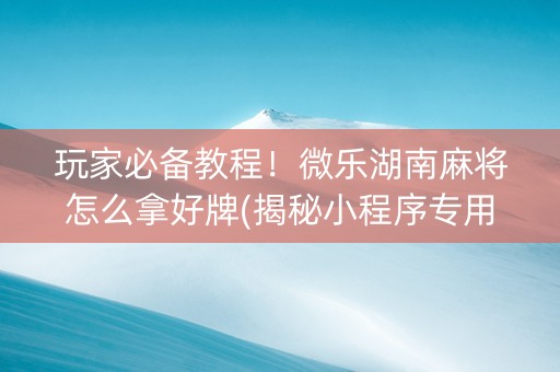 玩家必备教程！微乐湖南麻将怎么拿好牌(揭秘小程序专用神器下载)