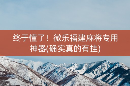 终于懂了！微乐福建麻将专用神器(确实真的有挂)