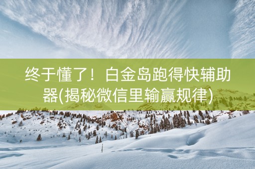 终于懂了！白金岛跑得快辅助器(揭秘微信里输赢规律)