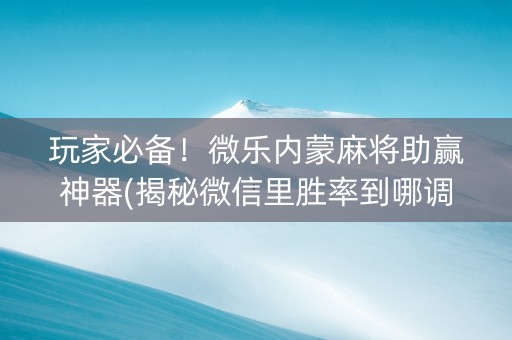 玩家必备！微乐内蒙麻将助赢神器(揭秘微信里胜率到哪调)