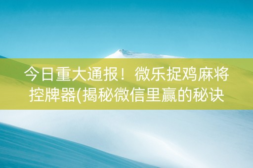 今日重大通报！微乐捉鸡麻将控牌器(揭秘微信里赢的秘诀)